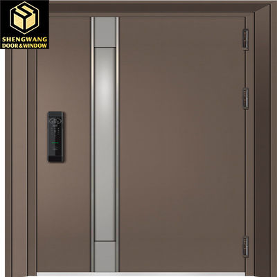 Porta exterior de aço inoxidável de moda resistente ao fogo CE Portas de entrada isoladas de aço