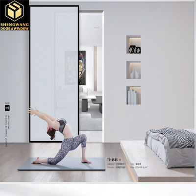 Portas de alumínio de vidro deslizante com cor prateada e alça de aço inoxidável para um visual elegante